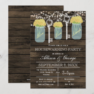 Invitation Barne bois mâcher clés clés rustique domestique ré