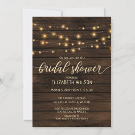 Invitation Barne rustique Bois Chaîne lumières Fête des marié
