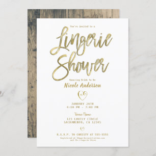 Invitation Barne Rustique Bois Or moderne Lingerie Douche