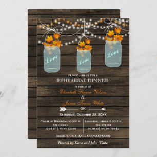 Invitation Barnwood, bocal de mason Dîner de répétition d'aut