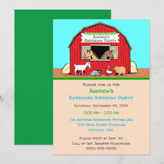 Invitation Barnyard Animals Papping Zoo
