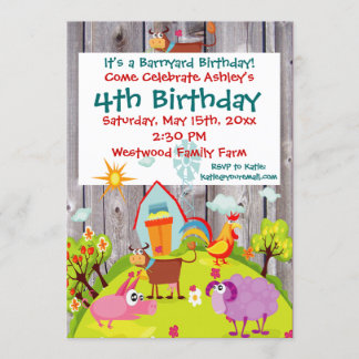 Invitation Barnyard Farm Animaux Barnwood Anniversaire Invita