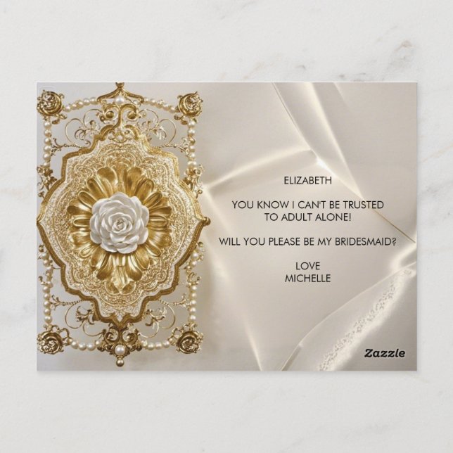 Invitation baroque Be My Bridesmaid Carte Postale (Dos)
