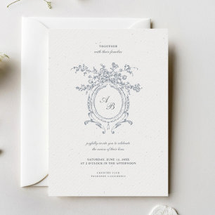Invitation Baroque Elegant Crest Ornement minimaliste Mariage