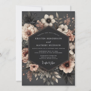 Invitation Baroque Fleurs Roses Mariage