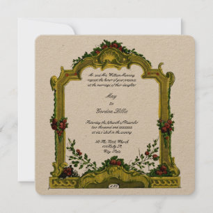 Invitation Baroque Rococo 1772 Couleur Floral Cartouche Maria