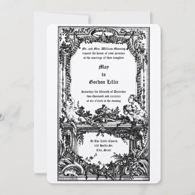 Invitation Baroque Rococo Cherubs Floral Mariage Frontière de (Devant)