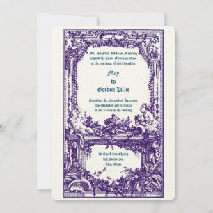 Invitation Baroque Rococo Cherubs Floral Mariage Frontière de