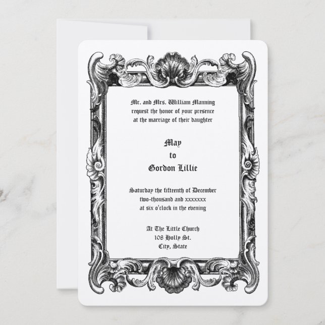 Invitation Baroque Rococo Rocaille Frame Mariage (Devant)