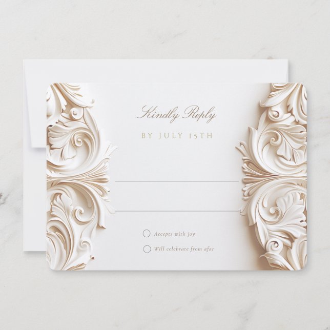Invitation Baroque RSVP Card for Wedding (Devant)