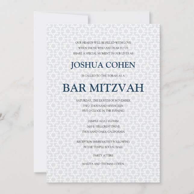 Invitation Barre à motifs délicats Mitzvah (Devant)