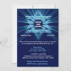 Invitation Barre bleue électrique Mitzvah