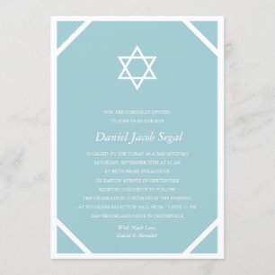 Invitation Barre bleue minimaliste ou Bat mitzvah