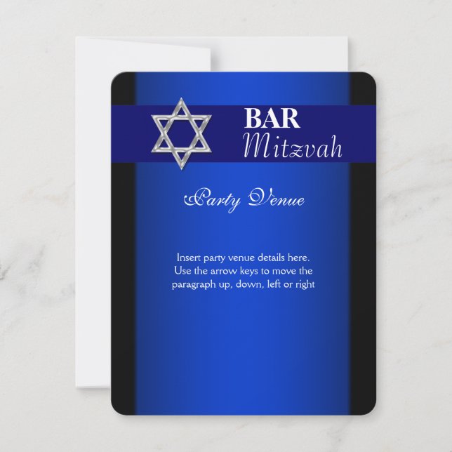 Invitation Barre d'argent bleu mitzvah insérer arrière - plan (Devant)
