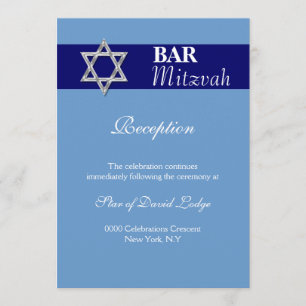 Invitation Barre d'argent bleu mitzvah RÉCEPTION