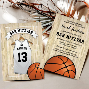 Invitation Barre de basket moderne Mitzvah