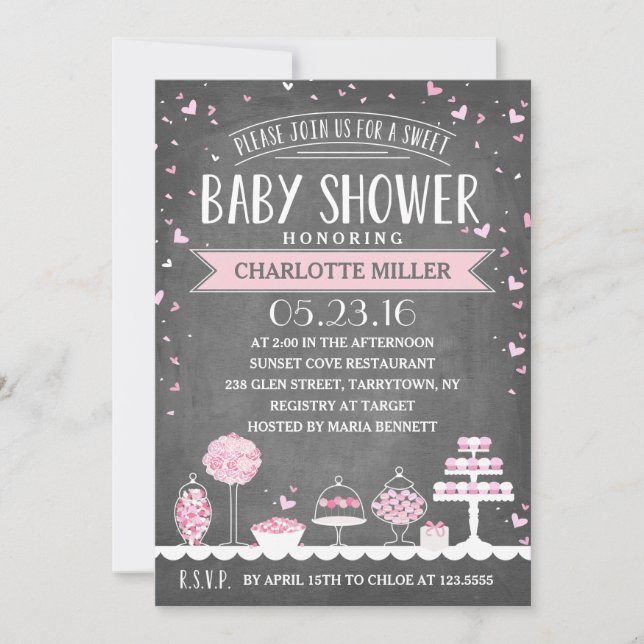 Invitation Barre de bonbons | Baby shower (Devant)