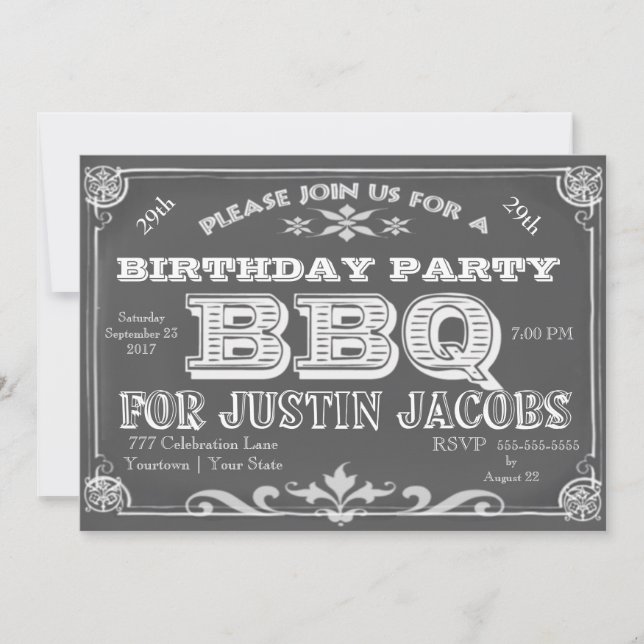 Invitation Barre de fête d'anniversaire B Que (Devant)