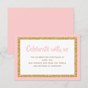 Invitation Barre de Parties scintillant rose et or Mitzvah In