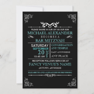 Invitation Barre de typographie vintage Bat mitzvah 5x7