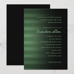 Invitation Barre Mitzvah Grandes horizontales vertes et noire