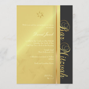 Invitation Barre Mitzvah/noir/faux or