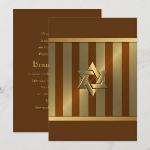 Invitation Barre Mitzvah rouille or étoile de David