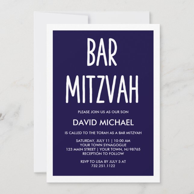 Invitation Barre moderne simple Mitzvah de typographie du (Devant)