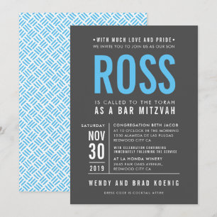 Invitation BARREZ le bleu gris en forme de bloc audacieux