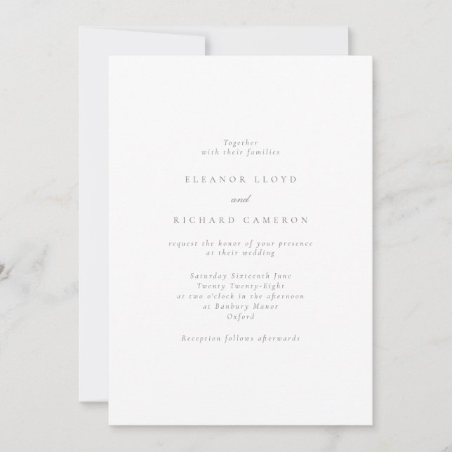 Invitation Base de texte gris simple pour Mariage de volume (Devant)