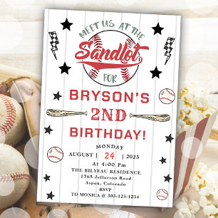 Invitation Baseball 2e anniversaire Vintage Rookie Party