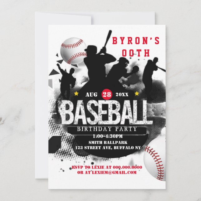 Invitation Baseball Ajouter photo Anniversaire (Devant)