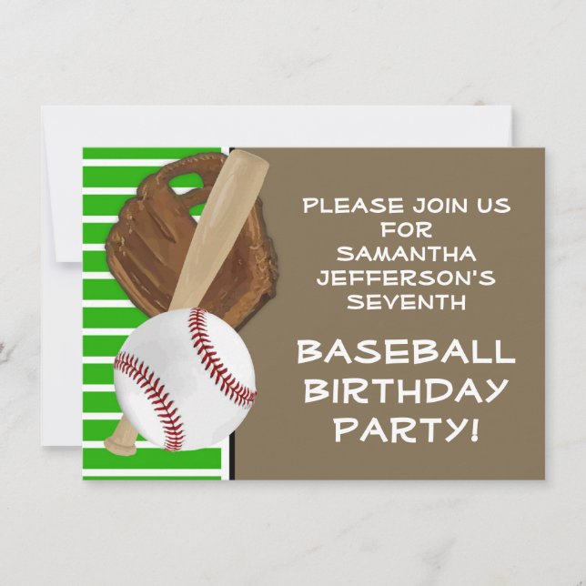 Invitation Baseball Bat Sports Garçons Anniversaire Fête Thèm (Devant)