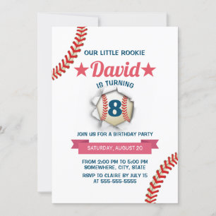 Invitation Baseball Boy 8e fête d'anniversaire