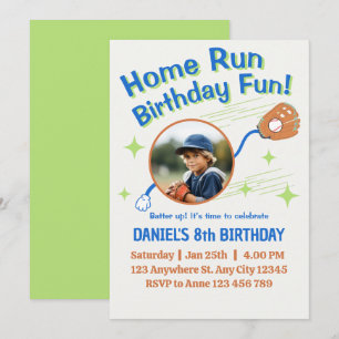 Invitation Baseball de coup de circuit pour les enfants d'ann