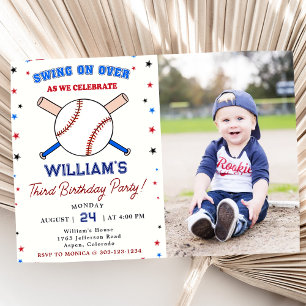 Invitation Baseball deuxième 3ème anniversaire de la fête Bat