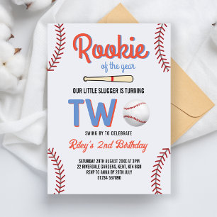 Invitation Baseball Deuxième Anniversaire Rookie de l'année 2