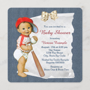 Invitation Baseball et Denim Baby Boy Douche