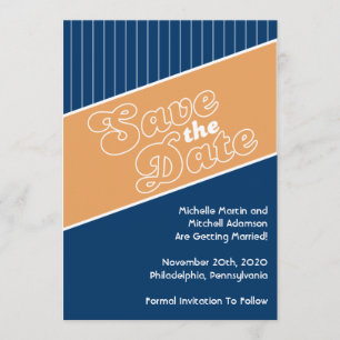 Invitation Baseball Faire Part de Date de Mariage (Orange/Ble