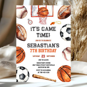 Invitation Baseball Football Football Basket Sport Anniversai
