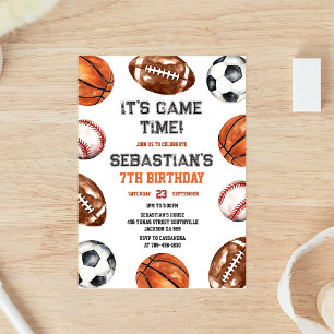 Invitation Baseball Football Football Basket Sport Anniversai