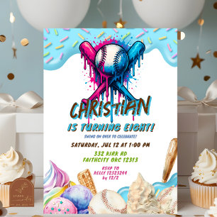 Invitation Baseball Ice Cream Driam Adolescents Fête d'annive