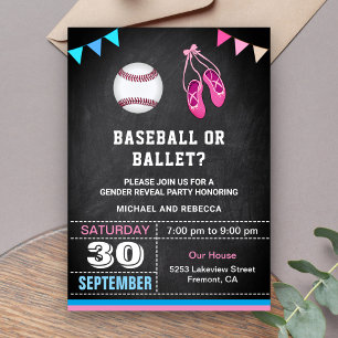 Invitation Baseball ou Ballet Sexe Revevela Party