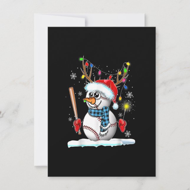 Invitation Baseball Snowman Ball Reindee lumières de Noël Fu (Devant)