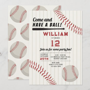 Invitation Baseball Sports Thème Anniversaire