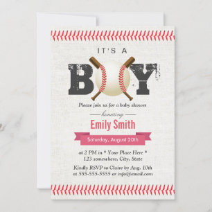 Invitation Baseball Stitching C'est un Baby shower de sport p