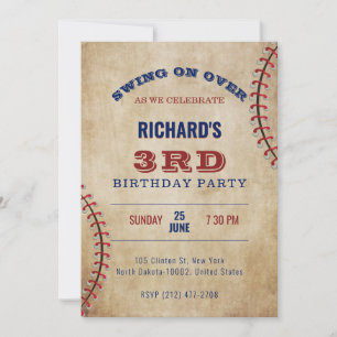 Invitation Baseball Thème Sports Anniversaire