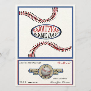 Invitation Baseball Vintage Retro 5,5 x 7,5 Bar Mitzvah