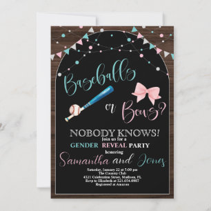Invitation Baseballs ou Bows Genre Revevela Party
