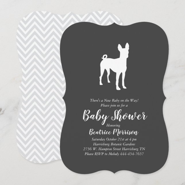 Invitation Basenji Baby shower chien neutre (Devant / Derrière)
